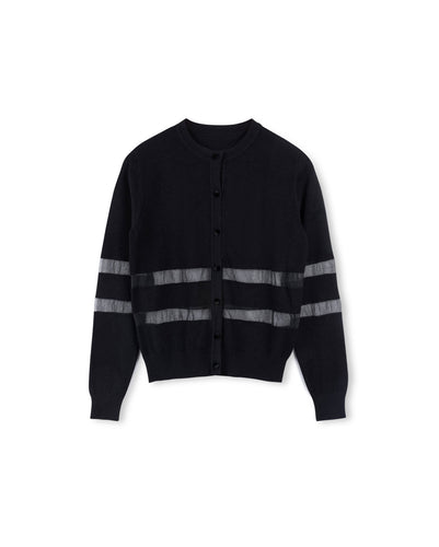 J MESH DETAILED CARDIGAN - TOPS