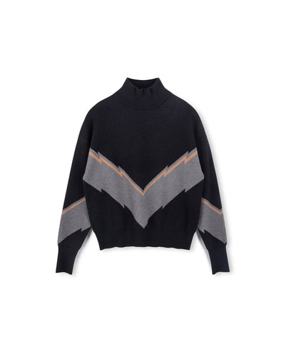 J OVERSIZED HEATHER KNIT TURTLENECK - TOPS