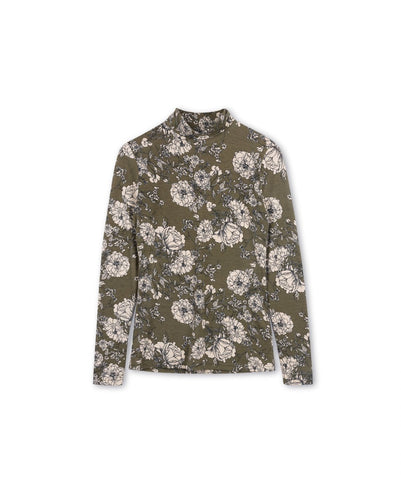 J PRINTED FLORAL TURTLENECK - TOPS