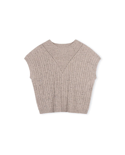 J SPECKLED KNIT CREW NECK VEST - TOPS