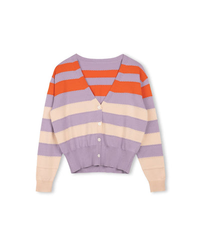 J STRIPE KNIT CARDIGAN - Top