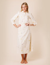 Load image into Gallery viewer, LI A LINE SKIRT WITH EMBROIDERED FLOWERS
