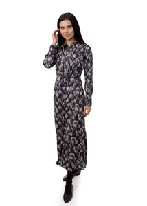 LU ABSTRACT PRINTED TIE WAIST SHIRT DRESS - DRESSES