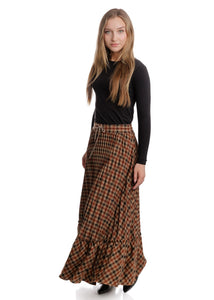 LU CHECKER PLEATED LAYER SKIRT - SKIRTS