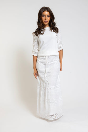 LU EMBROIDERY COTTON TIERED SKIRT - SKIRTS