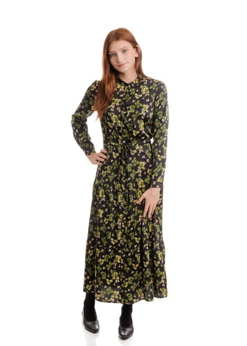 LU FLOWER PRINTED DRESWITH GOLD BUTTONS - DRESSES