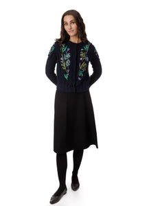 LU KNIT CARDIGAN WITH LEAVES EMBROIDARY - TOPS