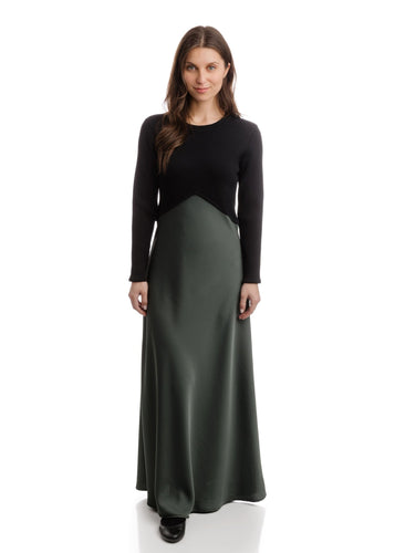 LU KNIT TOP WITH GREEN SATIN BOTTOM - DRESSES