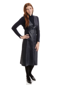 LU LEATHER JUMPER WITH NAVY KNIT UNDER - DRESSES