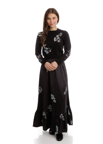 LU LONG SLIP SKIRT WITH FLOWER PRINT - SKIRTS