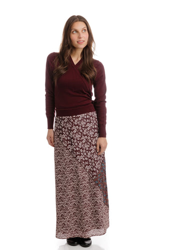 LU PRINTED SKIRT - MARROON - SKIRTS