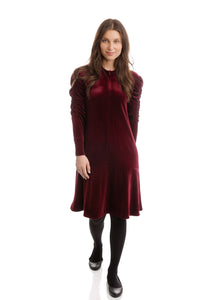 LU VELVET SCRUNCH SLEEVES DRESS - DRESSES