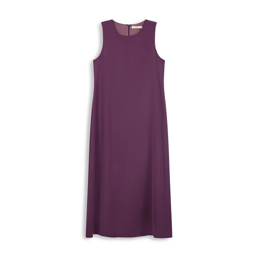 POINT SATIN CREW NECK DRESS - DRESSES