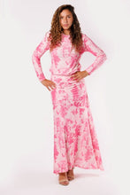 Load image into Gallery viewer, IV GATHERED VETRICAL STRIP MESH PRINT SKIRT
