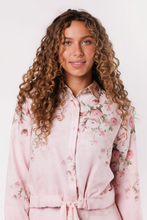 Load image into Gallery viewer, IV PINK FLORAL TIE FRONT BLOUSE
