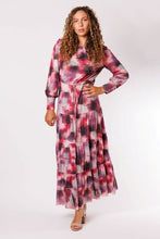 Load image into Gallery viewer, IV MESH PRINT DRAWSTRING WAIST TIERED DRESS
