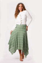 Load image into Gallery viewer, IV EYELET GEOMETRIC WIDE YOKE SKIRT ASYMETR HEM
