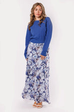 Load image into Gallery viewer, IV FLORAL PRINT MESH SKIRT W MINI RUFFLE ZIG ZAG

