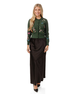 LU MULTI COLORED FLORAL EMBROIDERY CARDIGAN