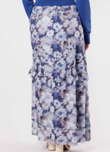 Load image into Gallery viewer, IV FLORAL PRINT MESH SKIRT W MINI RUFFLE ZIG ZAG
