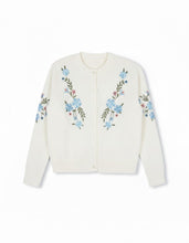 Load image into Gallery viewer, J FLORAL CABLE KNIT DETAILED CARDIGAN
