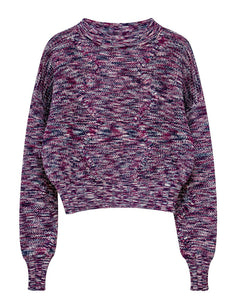 J CREW NECK TEXTURED CHUNKY KNIT SWEATER
