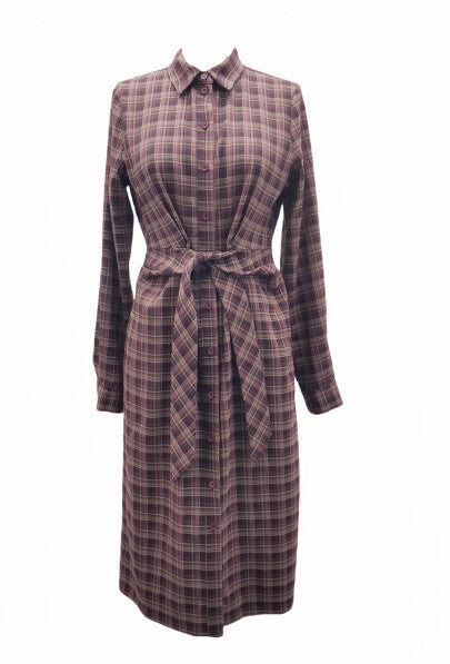 J PLAID TIE DRESS