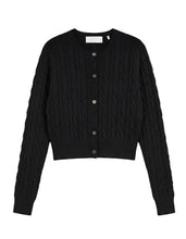 Load image into Gallery viewer, DH WOMEN'S CABLE KNIT CARDI - BLACK
