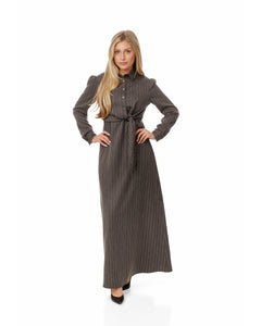 LU PIN STRIPE BUTTON DOWN OVERLAY DRESS