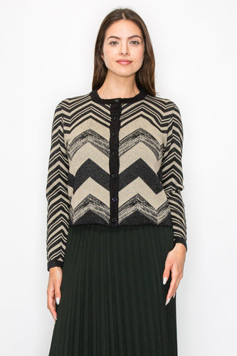 YAL CHEVRON SHIMMER CARDIGAN - TOPS