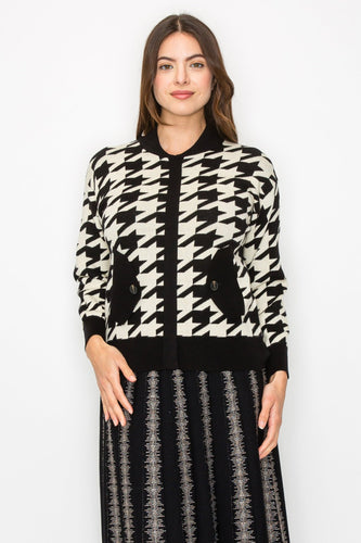 YAL HOUNDSTOOTH PULLOVER SWEATER - TOPS