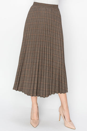 YAL PLEATED PLAID ELASTIC SKIRT - SKIRTS