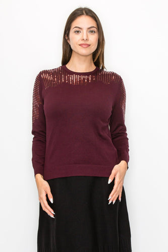 YAL SEQUIN DETAIL SWEATER - TOPS