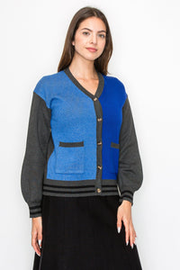 YAL V NECK POCKET FRONT CARDI - TOPS