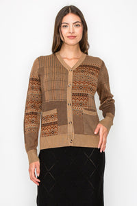 YAL V NECK POCKET FRONT CARDI - TOPS