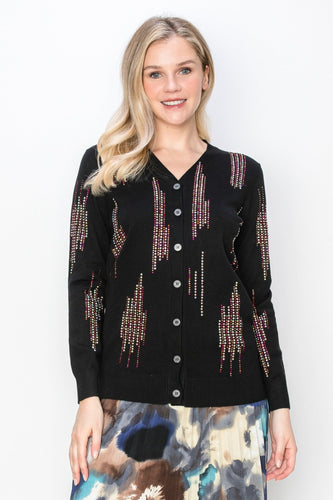 YAL V STUDDED CARDI - TOPS