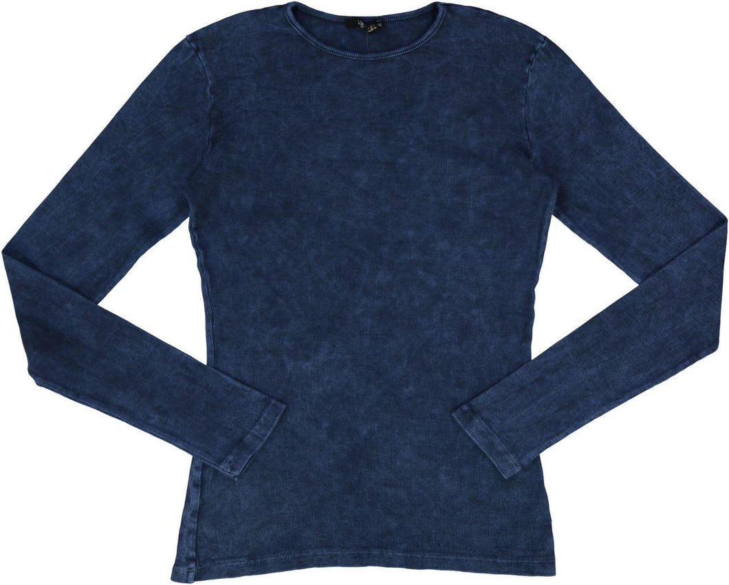 KIKI RIKI RIBBED LONG SLEEVE STONEWASH T-SHIRT - Tops