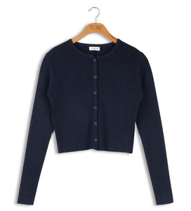 POINT RIB CROPPED CARDIGAN - Tops