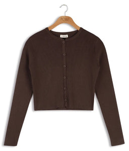POINT RIB CROPPED CARDIGAN - Tops