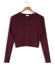 Load image into Gallery viewer, POINT RIB CROPPED CARDIGAN - Tops
