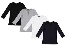 Load image into Gallery viewer, BGDK RIBBED SOLID HENLEY 3/4 SLEEVE - Tops
