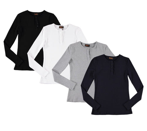 BGDK RIBBED SOLID HENLEY L/S - Tops