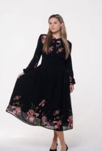 Load image into Gallery viewer, IV BUTTON FRONT PLEATED WAIST FLORAL EDGE DRESS - Dresses
