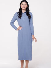 Load image into Gallery viewer, IV HENLEY COLLARED MICRORIBBED MIDI DRESS - Dresses
