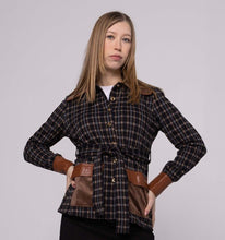 Load image into Gallery viewer, IV PLAID BLAZER WITH LEATHER AND VELVET DTL - Tops
