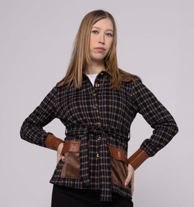 IV PLAID BLAZER WITH LEATHER AND VELVET DTL - Tops