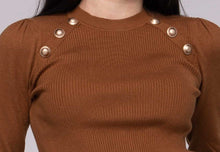 Load image into Gallery viewer, IV RIBBED SWEATER WITH BUTTON SHOULDER - Tops
