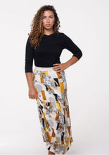 Load image into Gallery viewer, IV SATINY FLORAL/COLORBLACK PRINT MAXI SKIRT - Skirts
