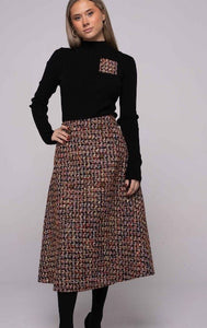IV TWEED SKIRT WITH DOUBLE BITTON ROW - SKIRTS
