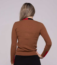 Load image into Gallery viewer, IV V NECK HENLET SWEATER WITH COLORBLOCK CUFFS - Tops
